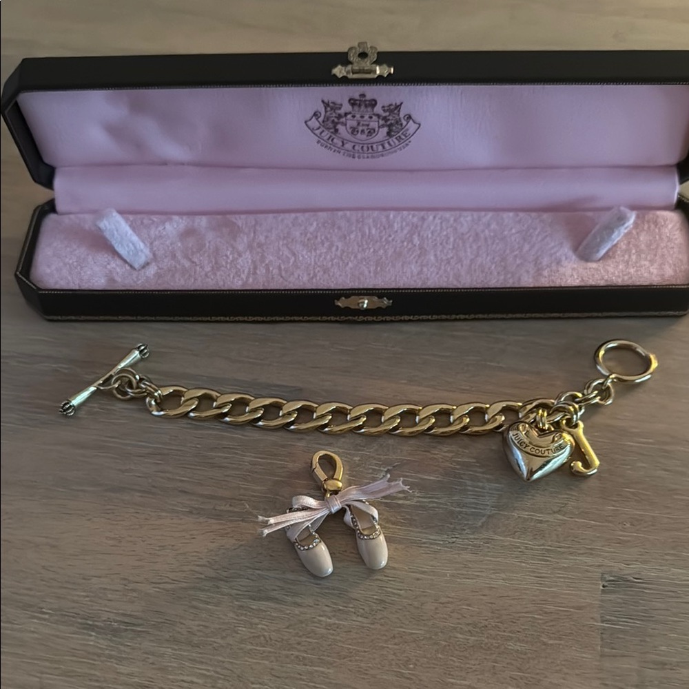 Juicy Couture Gold Charm Bracelet with Ballet & Heart Charm